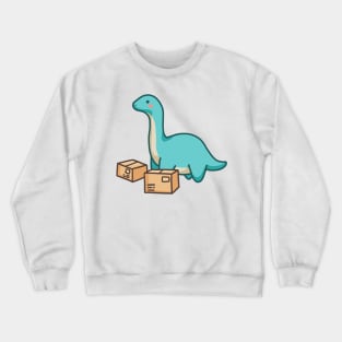 Cute dino long neck with package, dinosaur Crewneck Sweatshirt